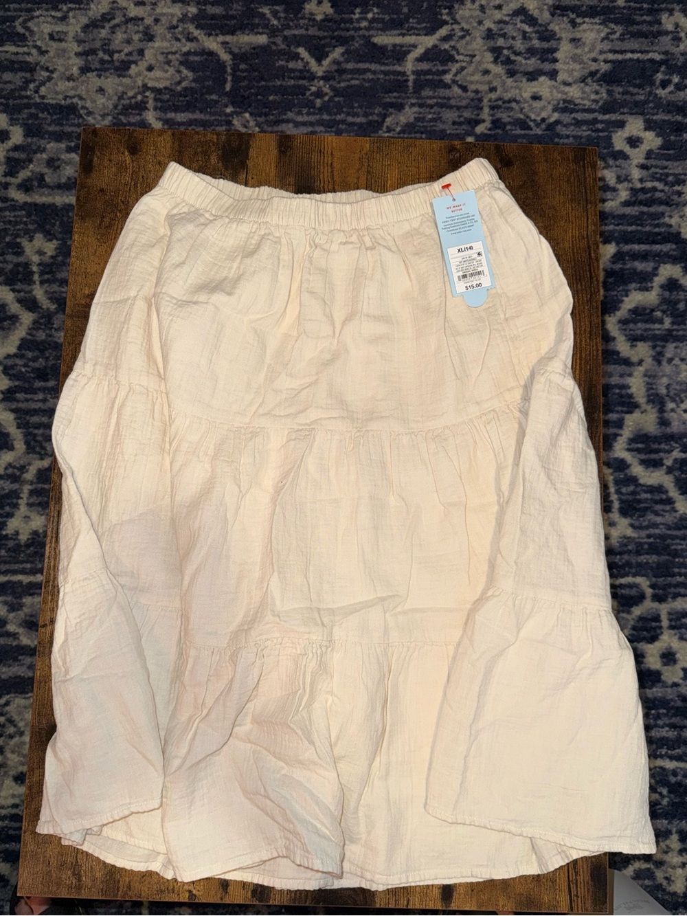 Cat & Jack Cream Elastic Waist Tiered Skirt